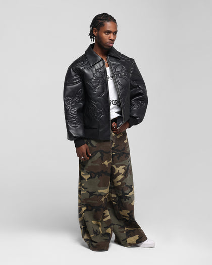 Loiter Fury Vegan Leather Jacket Washed Black