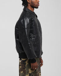 Loiter Fury Vegan Leather Jacket Washed Black