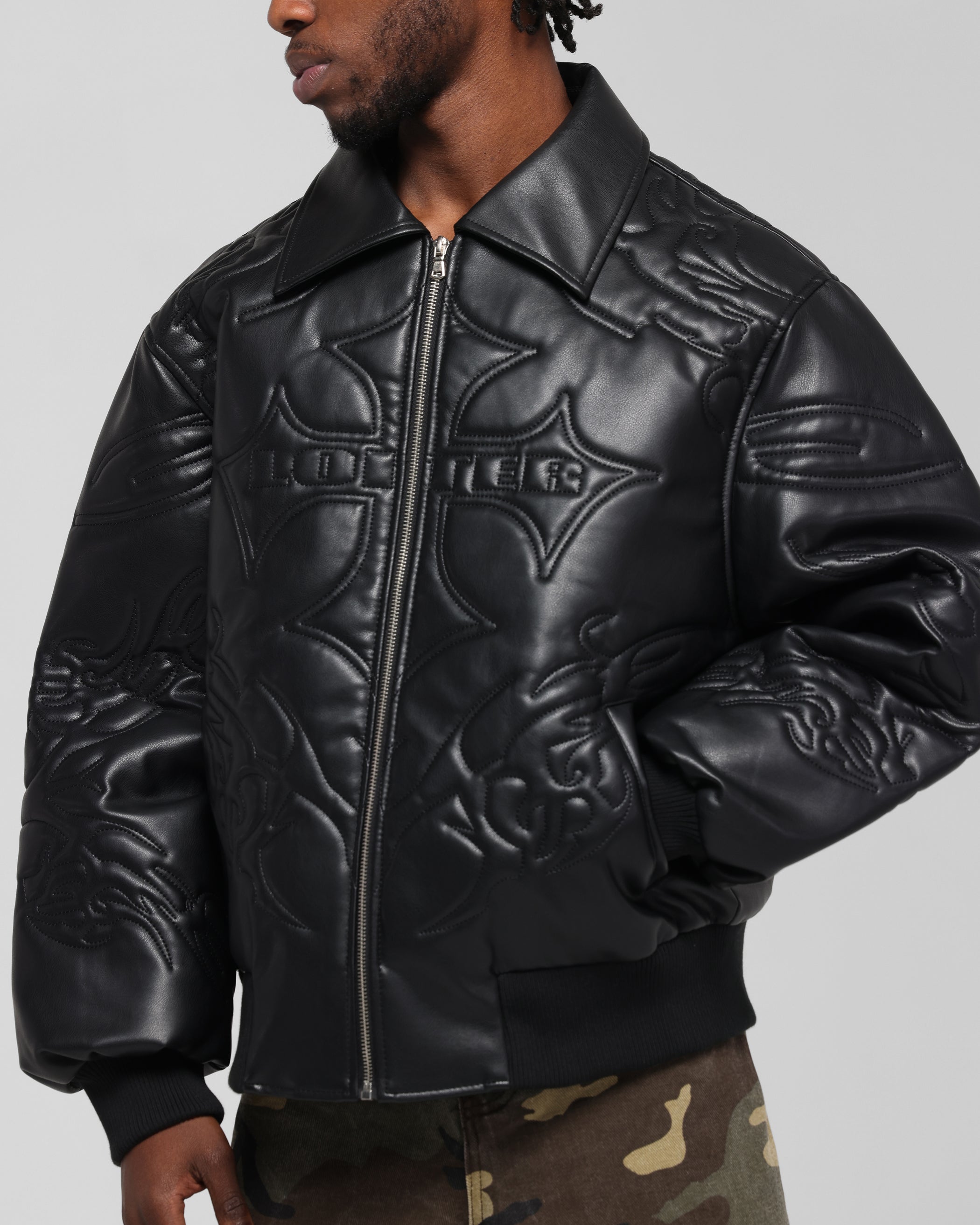 Loiter Fury Vegan Leather Jacket Washed Black | Culture Kings US