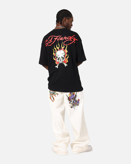 Ed Hardy Flaming Skull T-Shirt Black