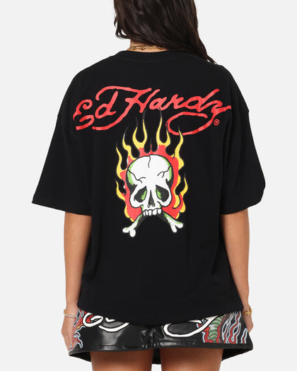 Ed Hardy Flaming Skull T-Shirt Black