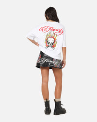 Ed Hardy Flaming Skull T-Shirt White