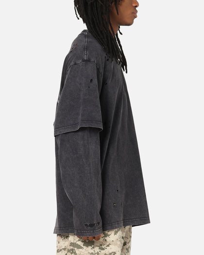 Mitchell & Ness Las Vegas Raiders Chromed Mock Long Sleeve T-Shirt Faded Black