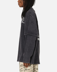 Mitchell & Ness Las Vegas Raiders Chromed Mock Long Sleeve T-Shirt Faded Black