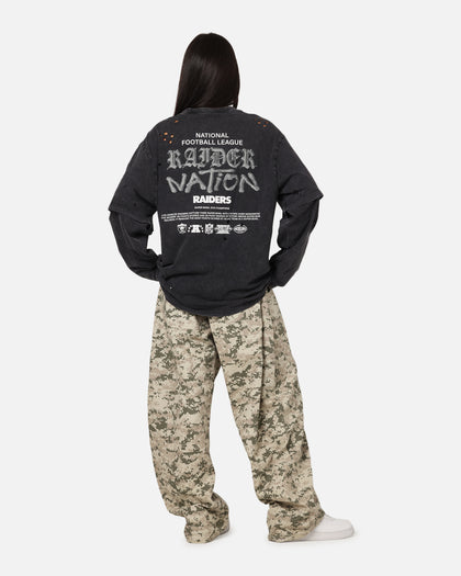 Mitchell & Ness Las Vegas Raiders Chromed Mock Long Sleeve T-Shirt Faded Black