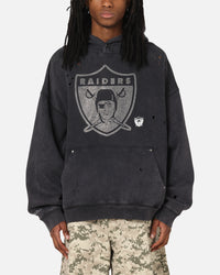 Mitchell & Ness Las Vegas Raiders Distressed Rhinestone Logo Hoodie Faded Black