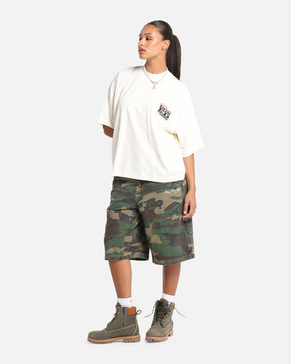 Ed Hardy Rose Skull Oversized Print T-Shirt Off White