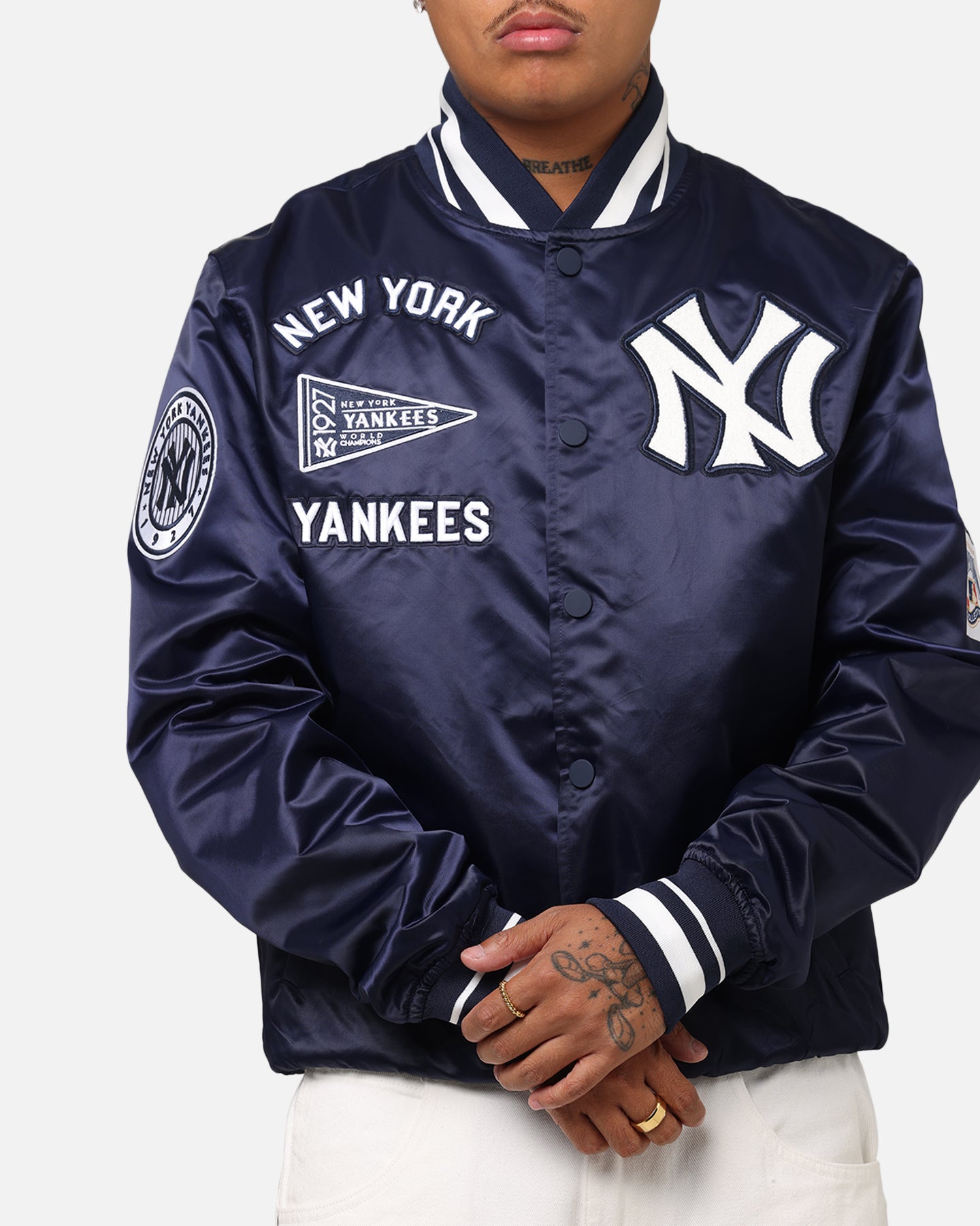 Pro Standard New York Yankees Classic Satin Jacket Midnight Navy