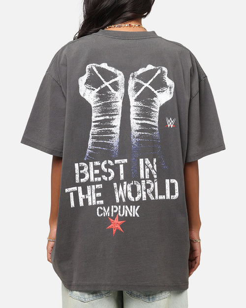 Culture Kings X WWE CM Punk Heavyweight T-Shirt Black Wash
