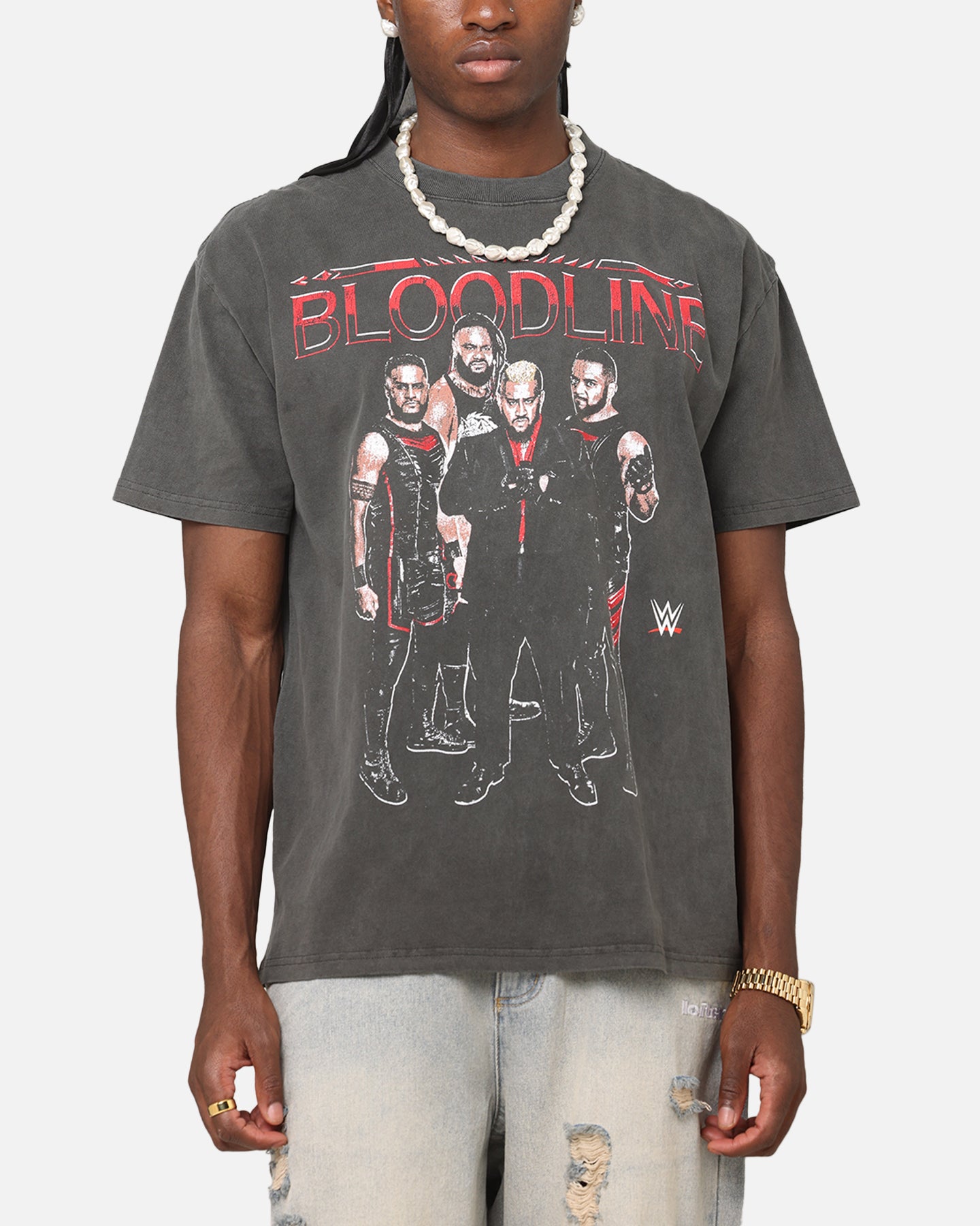 Culture Kings X WWE The Bloodline Heavyweight T-Shirt Black Wash