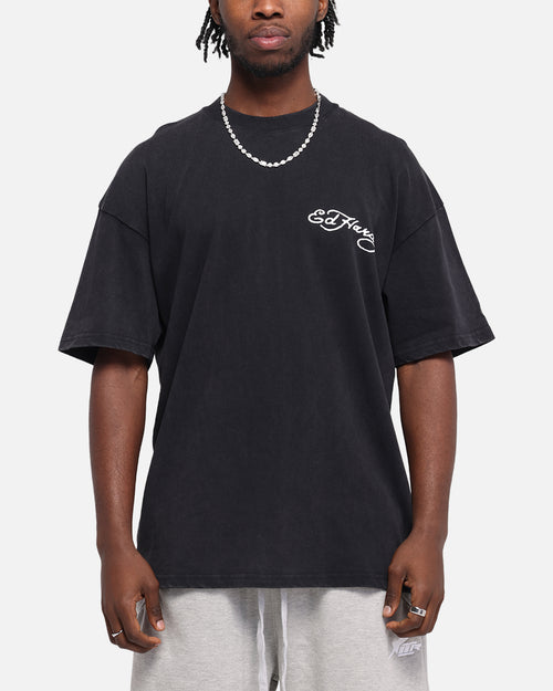 Ed Hardy Catcher T-Shirt Black Acidwash
