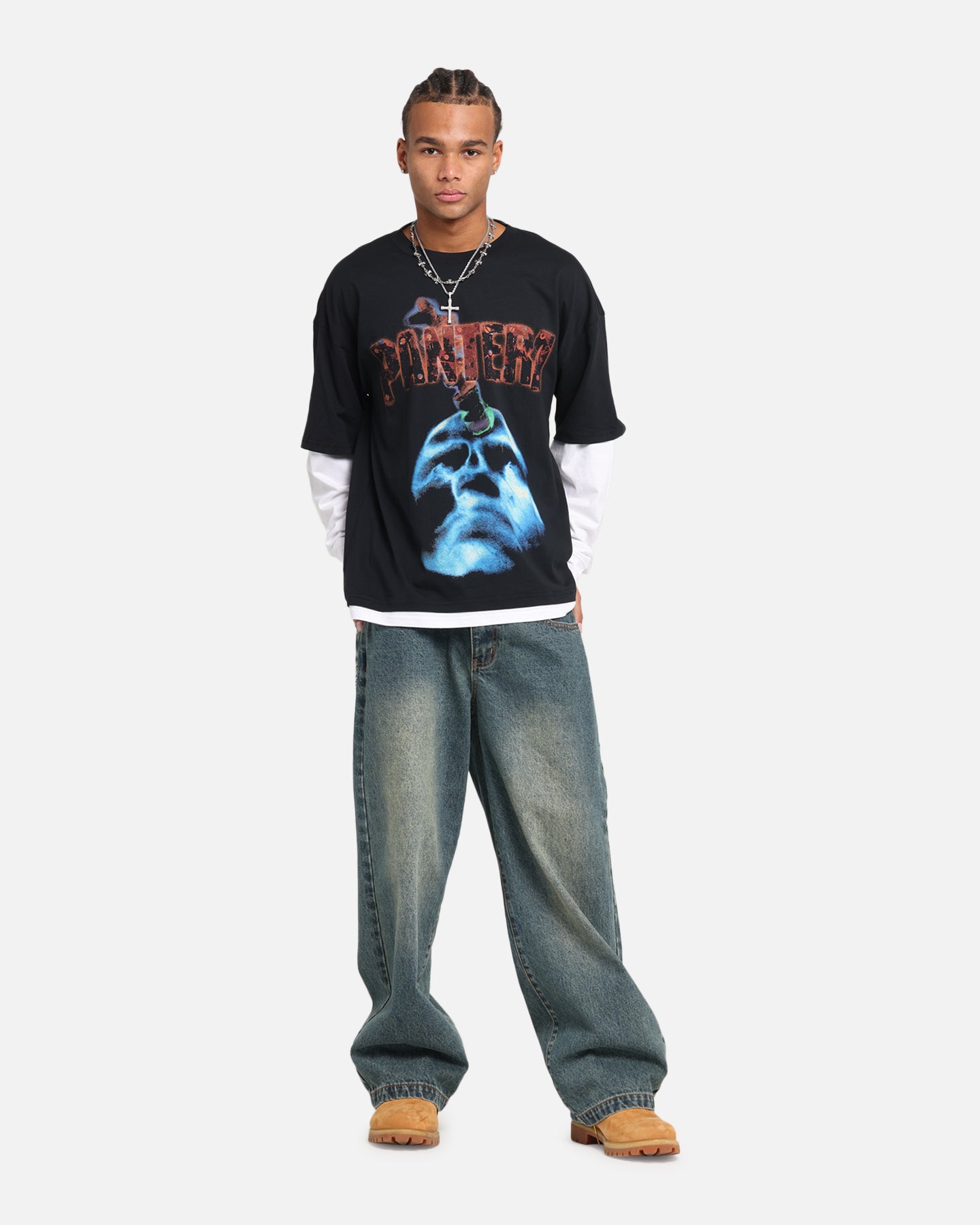 Pantera Pantera Layered Long Sleeve T-Shirt Black Wash | Culture