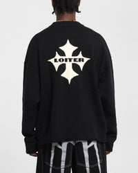Loiter Chopper Long Sleeve Knitted Sweater Black