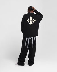 Loiter Chopper Long Sleeve Knitted Sweater Black