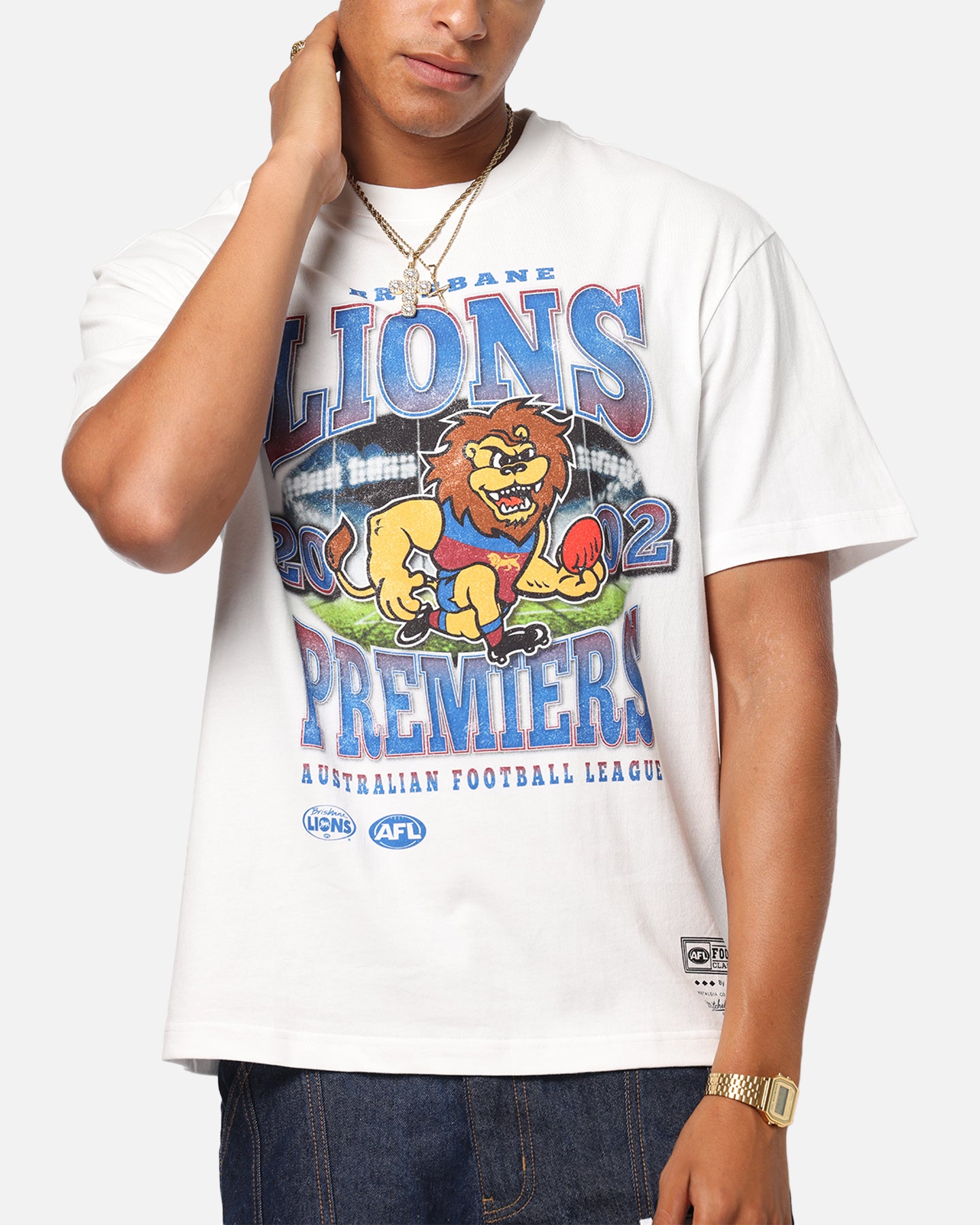 Mitchell & Ness Brisbane Lions Mascot T-Shirt Vintage White