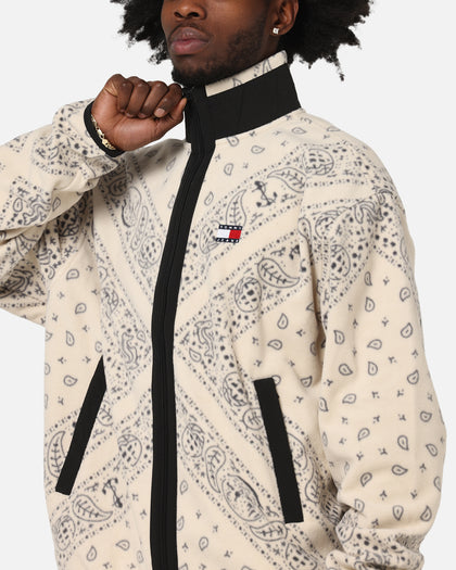 Tommy Jeans Relaxed Zip Paisley Fleece Jacket Newsprint