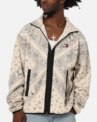 Tommy Jeans Relaxed Zip Paisley Fleece Jacket Newsprint