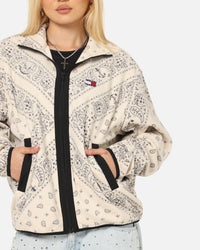 Tommy Jeans Relaxed Zip Paisley Fleece Jacket Newsprint