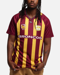 Bleacher Athletic Brisbane Broncos NRL 1908 Collared T-Shirt Official Team Colour