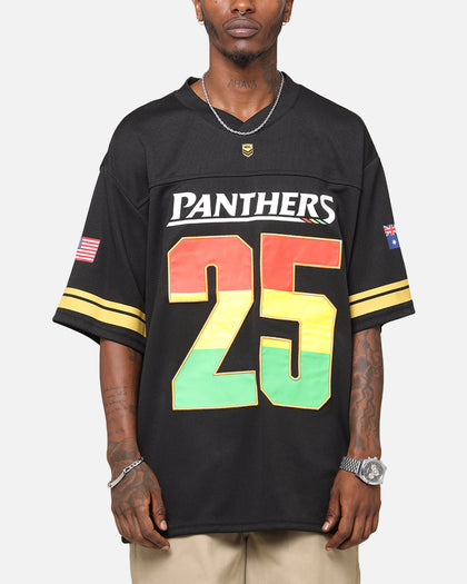 Bleacher Athletic Penrith Panthers NRL 2025 Las Vegas Round Grid Iron T-Shirt Official Team Colour