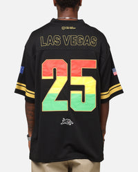 Bleacher Athletic Penrith Panthers NRL 2025 Las Vegas Round Grid Iron T-Shirt Official Team Colour