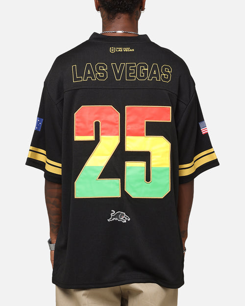 Bleacher Athletic Penrith Panthers NRL 2025 Las Vegas Round Grid Iron T-Shirt Official Team Colour