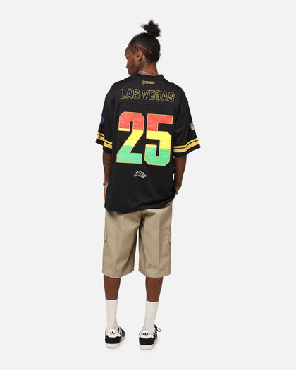 Bleacher Athletic Penrith Panthers NRL 2025 Las Vegas Round Grid Iron T-Shirt Official Team Colour