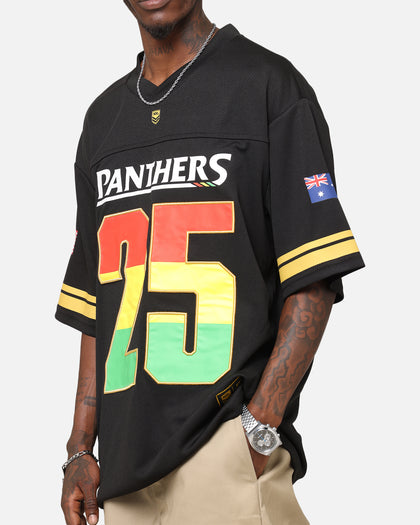Bleacher Athletic Penrith Panthers NRL 2025 Las Vegas Round Grid Iron T-Shirt Official Team Colour