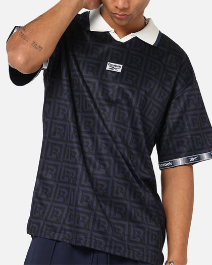 Reebok Monogram Football Polo T-Shirt Navy