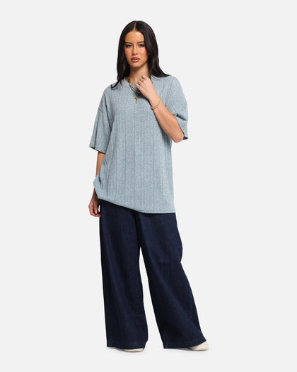 XXIII Rib Knit T-Shirt Blue Marle