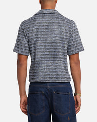 XXIII Boucle Tweed Crop Button Up Shirt Black/White/Blue