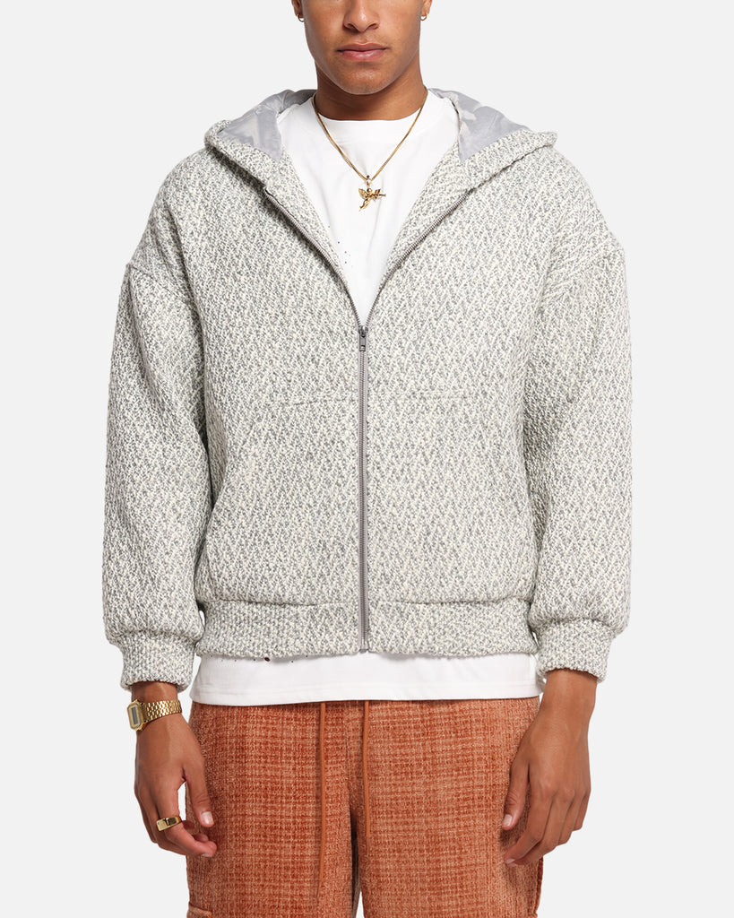 XXIII Boucle Tweed Zip Hoodie Grey Marle | Culture Kings US