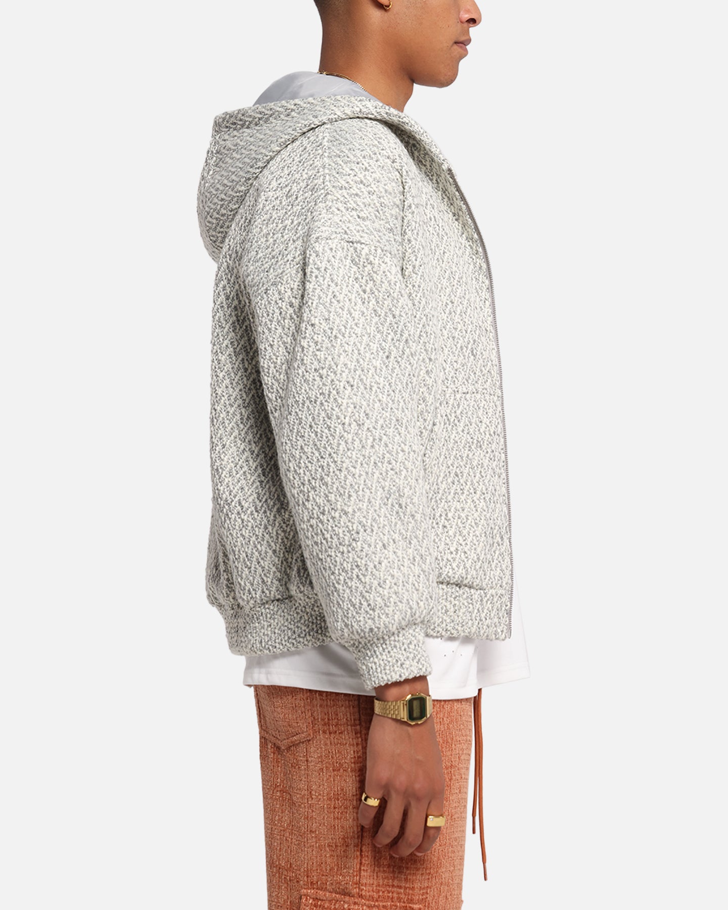 XXIII Boucle Tweed Zip Hoodie Grey Marle | Culture Kings US