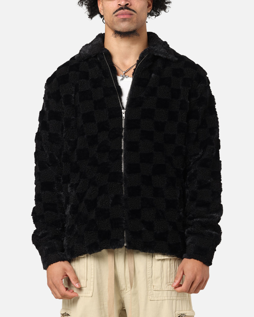 XXIII Checkerboard Fur Jacket Black | Culture Kings US