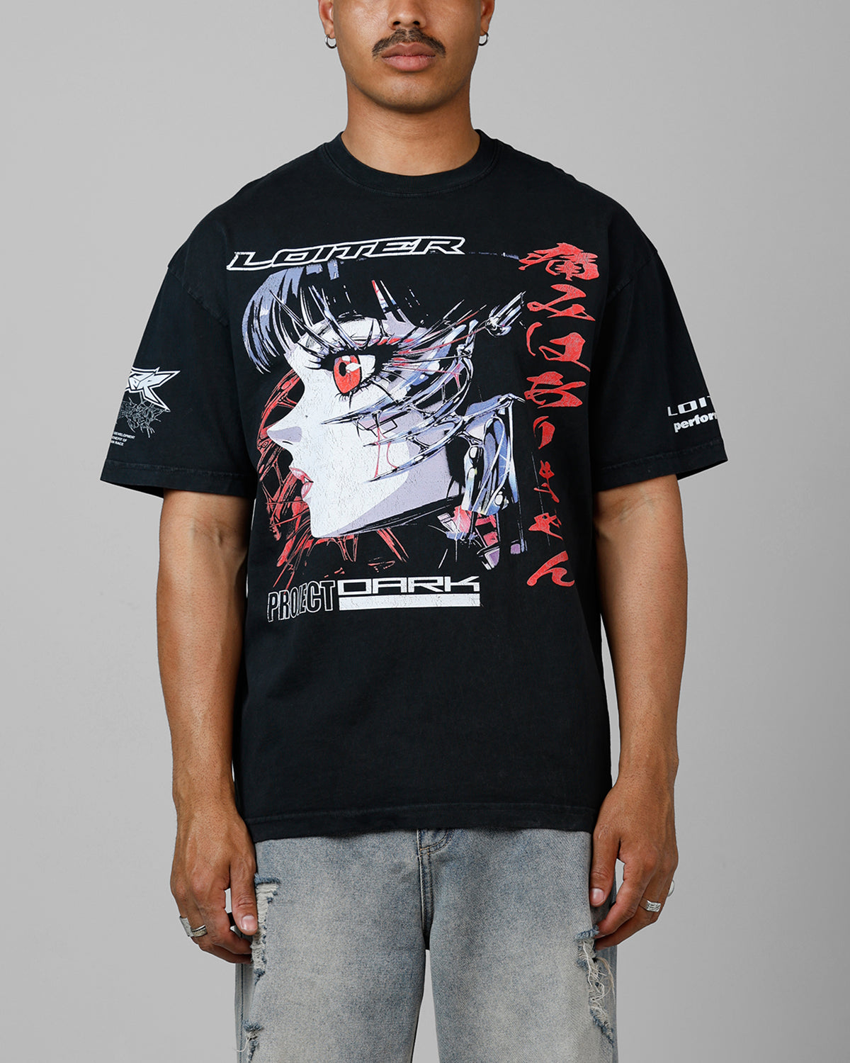Loiter Cybernetics Heavyweight T-Shirt Black Acidwash | Culture