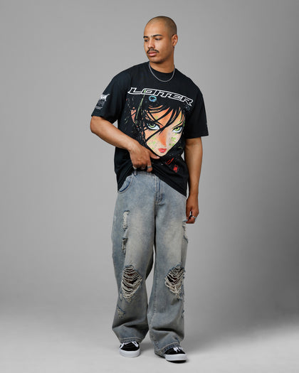 Loiter Project Dark Vintage T-Shirt Black Acidwash