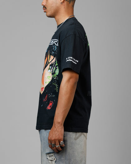 Loiter Project Dark Vintage T-Shirt Black Acidwash