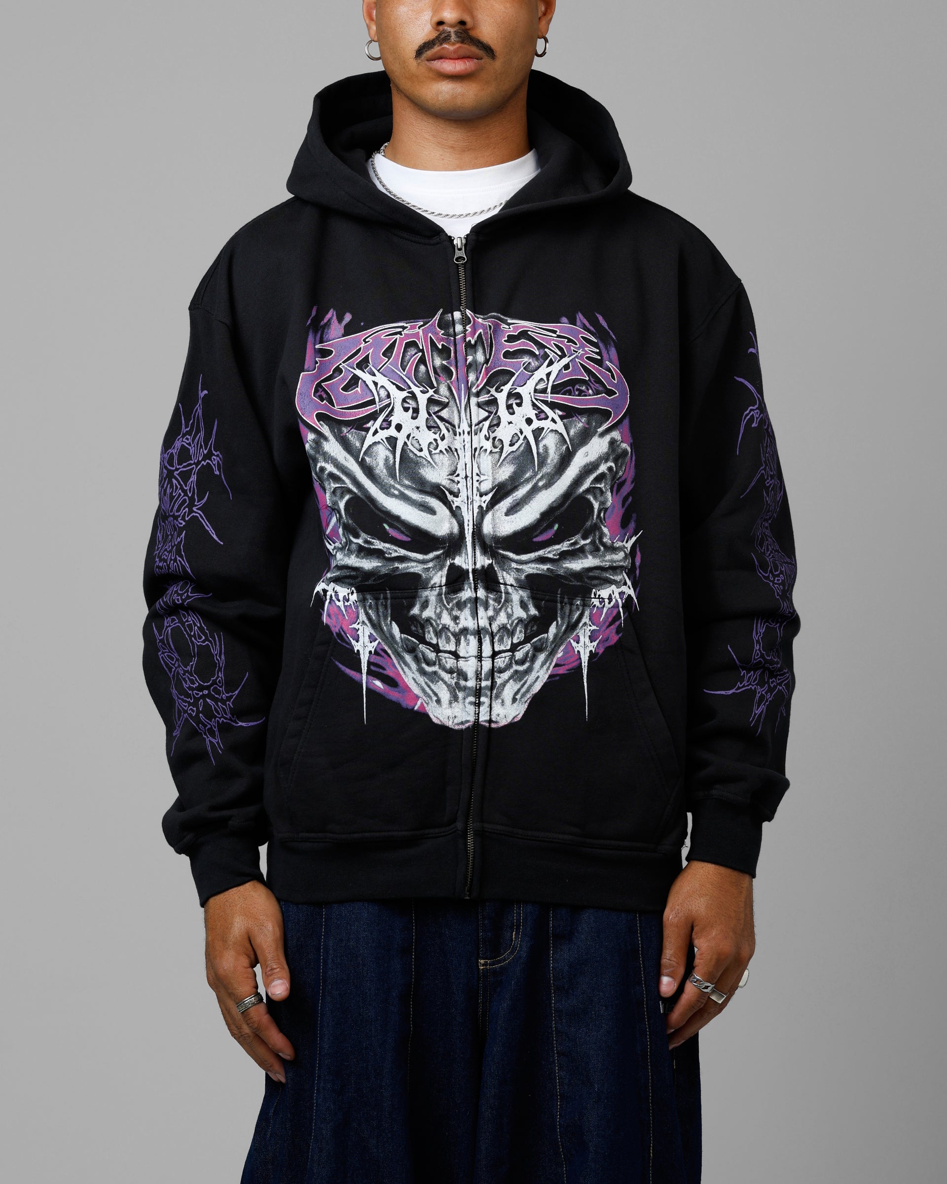 Amazon Pullover Alpha Industries Damen Loiter Tribal Skull Zip Up