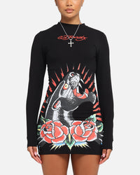 Ed Hardy Women's Panther Long Sleeve Dress Black