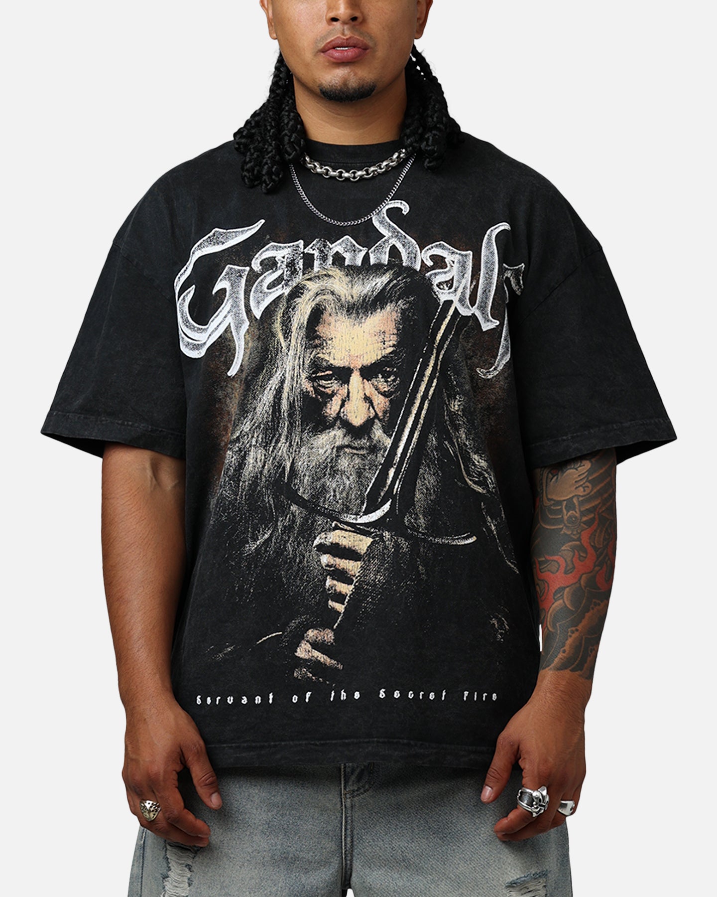 Goat Crew X Lord Of The Rings Gandalf Fire Vintage T-Shirt Black