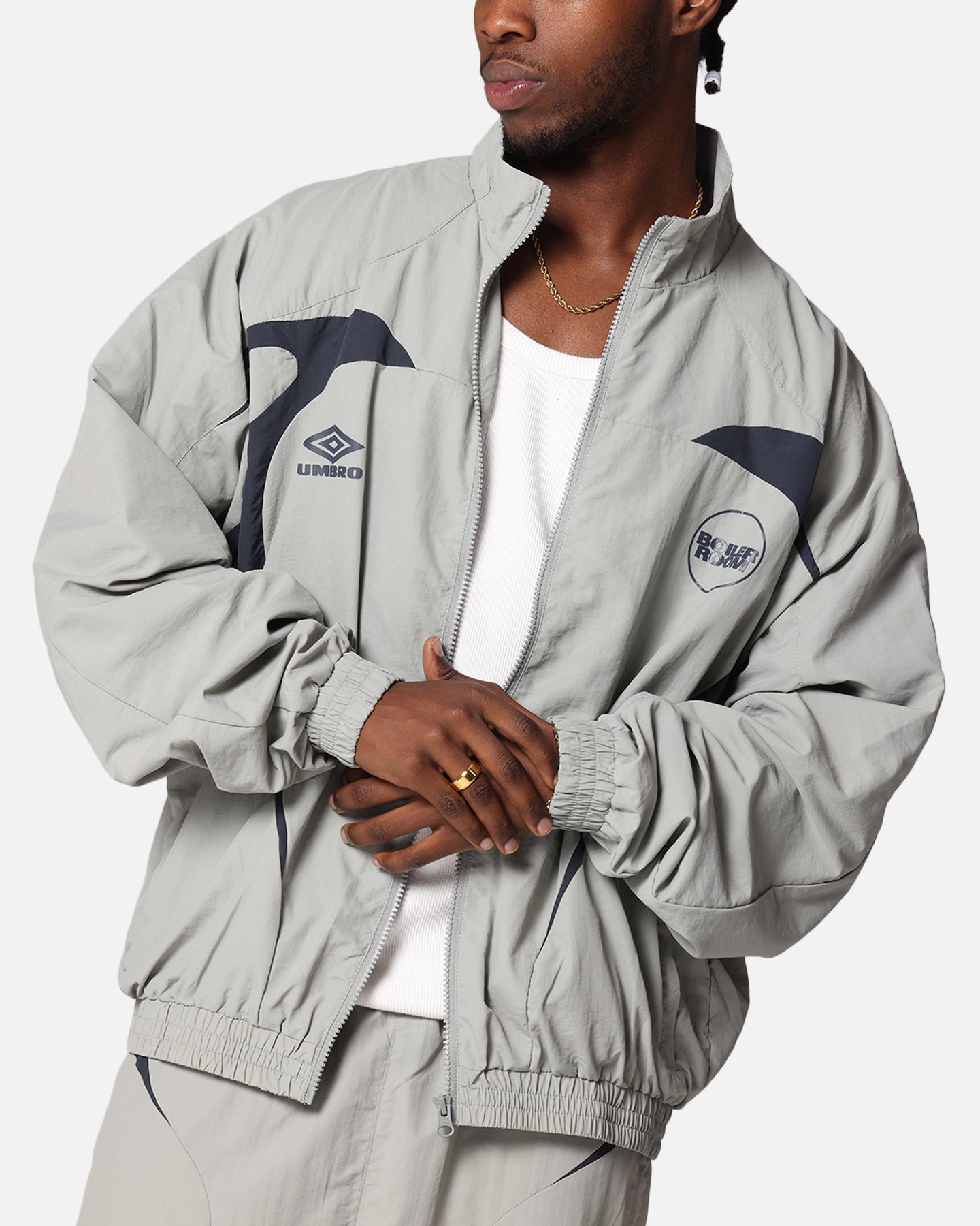 BOILER ROOM × UMBRO Track Jacket XL Boiler Room X Umbro Shell Track Jacket Grey | Culture Kings US
