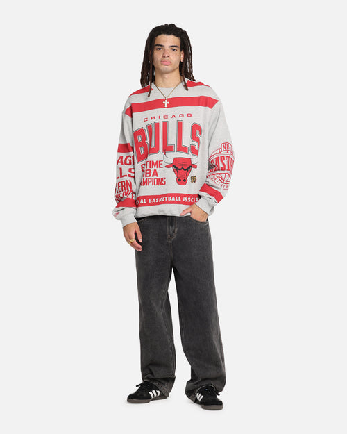 Mitchell & Ness Chicago Bulls Letterform Crewneck Grey Marle/Official Team Color