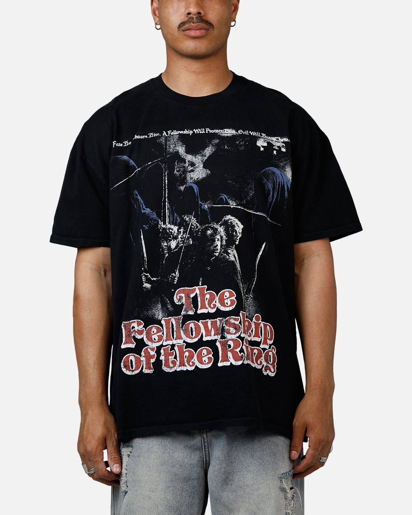 洋楽 LORD STEELL - Diary Of A Thug 73Studio X Lord Of The Rings Fellowship Heavyweight T-Shirt Black