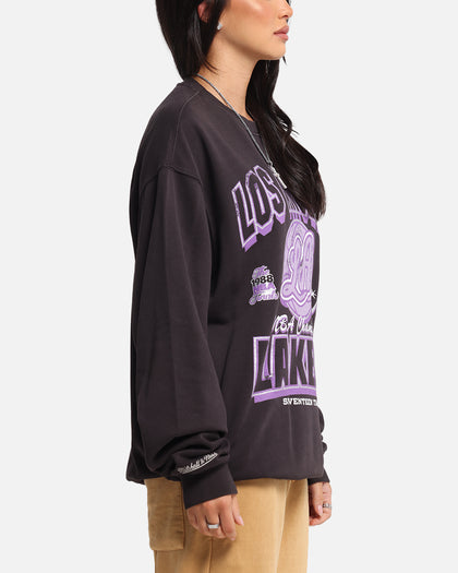 Mitchell & Ness Women's Los Angeles Lakers Arch Logo Crewneck Overdyed Black