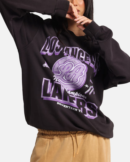 Mitchell & Ness Women's Los Angeles Lakers Arch Logo Crewneck Overdyed Black