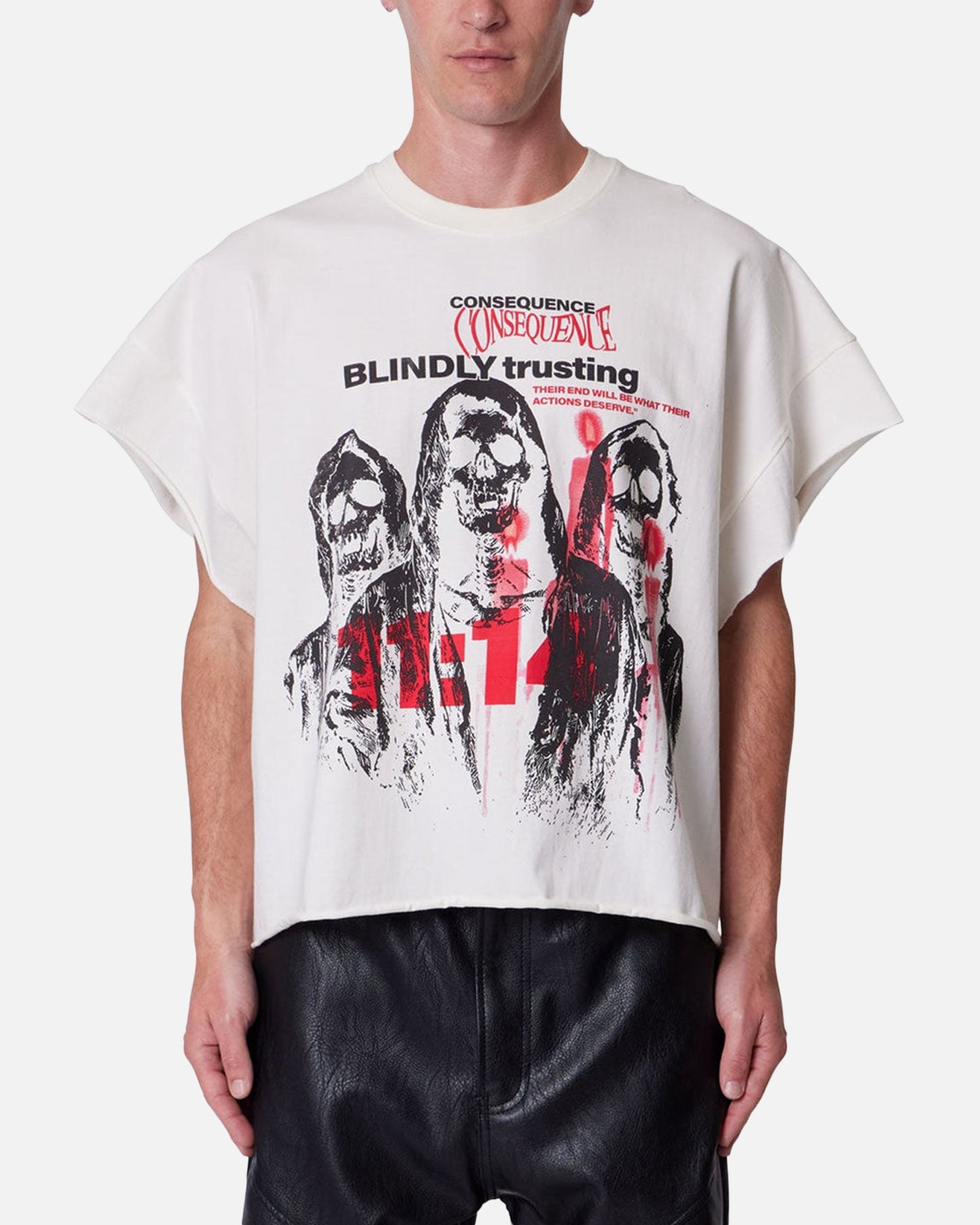 MNML Grim Cutoff Muscle T-Shirt Off White | Culture Kings US