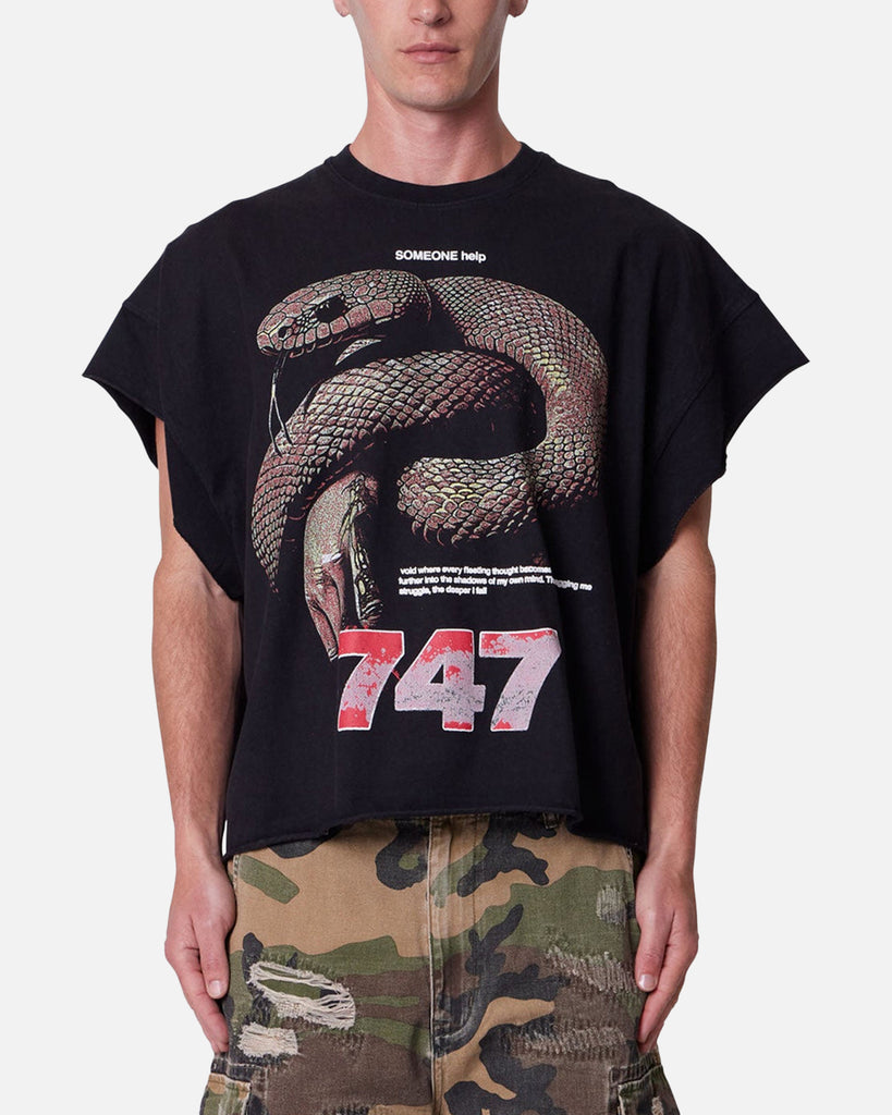 MNML Snake Cutoff Muscle T-Shirt Vintage Black | Culture Kings US