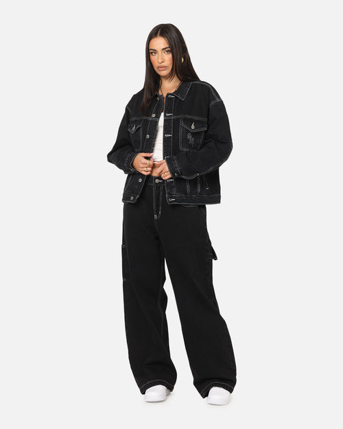 Saint Morta Fray Trucker Denim Jacket Contrast Black