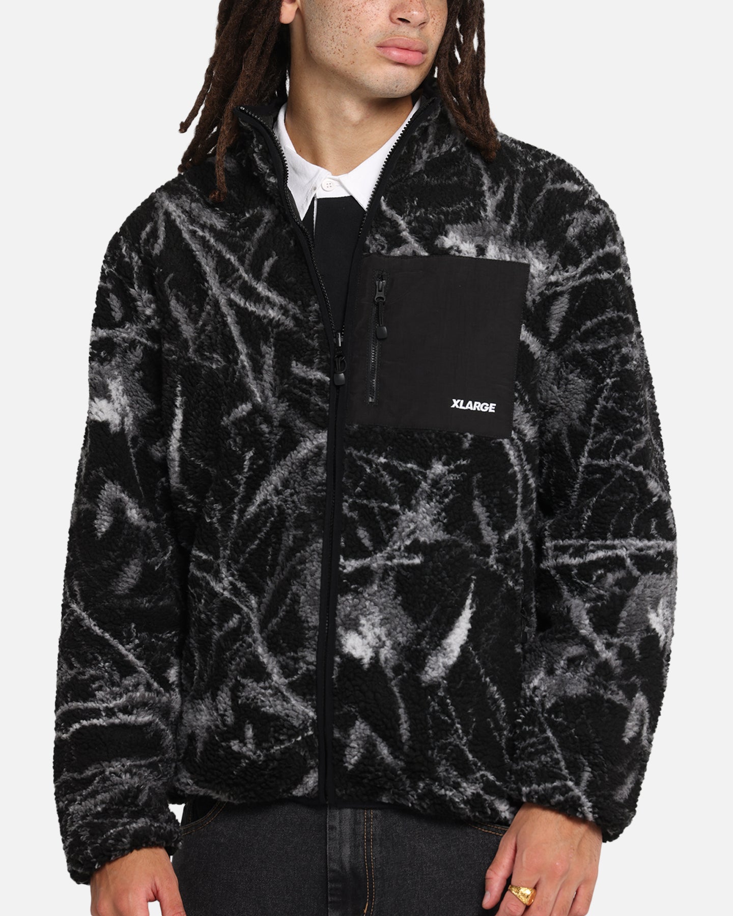 X-Large Camo Reversible Sherpa Jacket Black | Culture Kings US