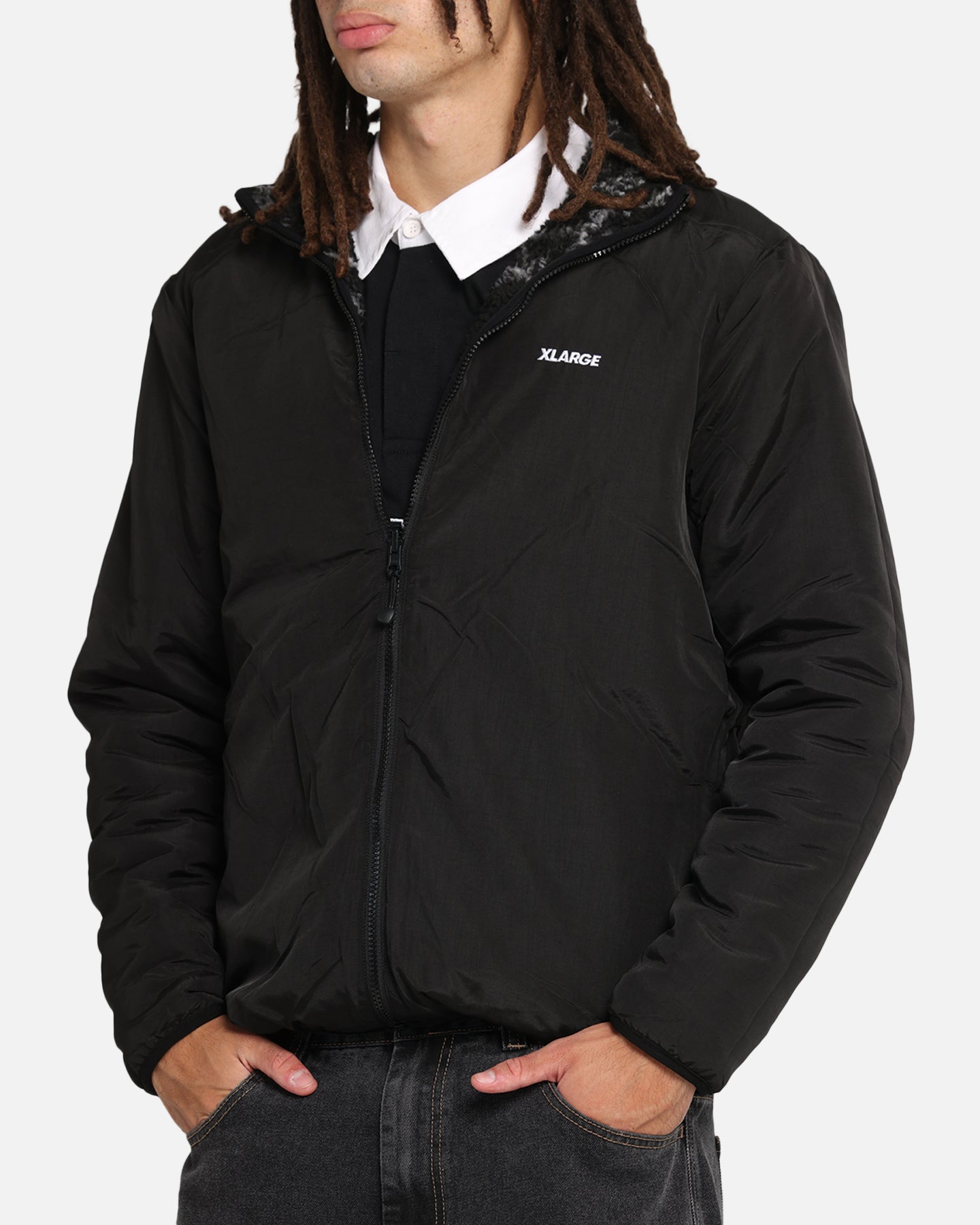 X-Large Camo Reversible Sherpa Jacket Black | Culture Kings US